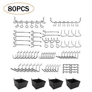 80-teiliges Stecktafel-Haken-Sortiment Home Store Aufbewahrungshaken Stecktafel-Werkzeugaufhänger-Set Garage Küche Werkstatt Organizer Haken 240220