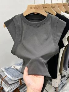 Yaz Kadın Tankları Tshirt Kadın Giysileri Üstler Pamuk İnce Camis Kadın Uzun Kollu Mahsul Top Bahar Tee Seksi Y2K