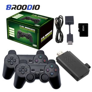 Consoles BROODIO Retro Video Game Console 2.4G Wireless Console Game Stick 4K 10000 Jogos Portátil Video Game Console para PS1 / GBA TV