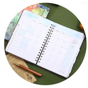 Daily Journal Premium Çiçek Teması A5 Notebook Aylık Planlayıcı Pürüzsüz Yazma Kalınlaştırılmış Sayfalar Bobin Yüzük Takvimi