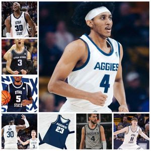 Utah State Aggies 2024 Jersey Customed Mens 15 Rylan Jones 12 Mason Falslev 24 Zee Hamoda Trevin Dorius Kalifa Sakho Nigel Burris Utah State Basketball Jerseys