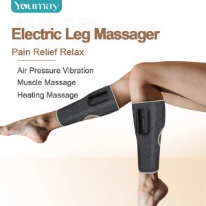 Avslappning Youmay Electric Leg Massager 3 -läge Pressoterapi Lufttryck Kalv Massage Airbag Vibration Muskel Smärtlindring Relax Laddning