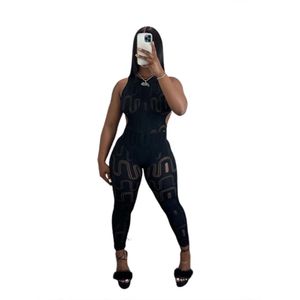 2024 Designer Sexig backless jumpsuits Women Summer Bodycon Rompers ärmlös ihålig jumpsuits En bit overall bulk grossistkläder 10688