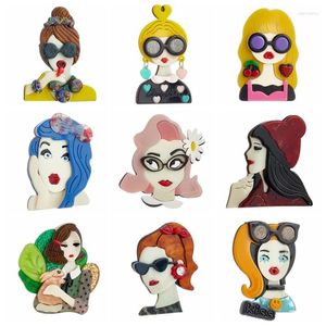 Brooches YAOLOGE Acrylic Cute Sexy Lady Girl For Women Kids Cartoon Figure Badges Pins Accessories Jewelry Birthday Gift