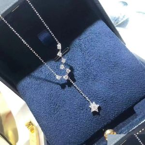 Colares Pingente 2024 Marca Estrela Simples Moda Jóias 925 Sterling Sier Pave Branco Safira Cz Diamante Gemstones Partido Mulheres Wedd Dhgf6