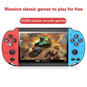 Consoles 2023 New X7 Game Console 4.3 Inch Children's Retro Arcade Double Rocker PSP Handheld Game Console Video Game Support TV