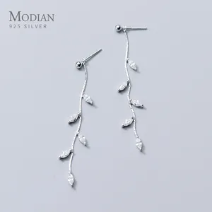 Dangle Earrings Modian Charm Luxury Clear Crystal Drop for Women 925 Sterling Silver SwingZircon Ear Classic Wedding Jewelry
