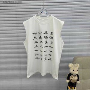 Magliette da uomo Balenciaiga T-shirt di design maschile senza maniche a spina di pesce gilet T-shirt femminile lettera stampata gilet casual coppia di lusso Tshirt alla moda top asiatico siz