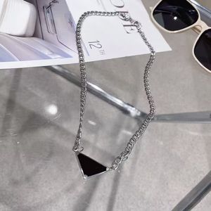 Enamel women necklaces triangle pendant necklace for lady black white hip hop punk names statement versatile fashion accessories luxury chain jewlery ZB011 B4