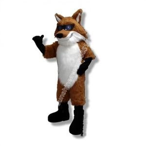 Högkvalitativa glasögon Fox Mascot Costume Top Cartoon Anime Theme Character Carnival Unisex vuxna storlek Jul födelsedagsfest utomhus outfit kostym