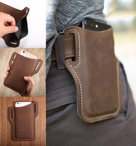 Upgrade New Men Leather Vintage Pack Waist Bag Belt Clip Phone Holster Travel Hiking Cell Mobile Phone Case Belt Pouch Purse2081109