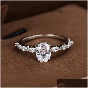 Cluster Rings Vintage Style Pear Shaped Engagement Ring Sier Promise Wedding Trend Fancy Cubic Zirconia Jewelry Birthday Gift Drop De Dhgkm