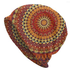 Berets Mandala Boho Caps Coole Herbst Winter Outdoor Skullies Beanies Hüte Unisex Weibliche Warme Thermo Elastische Motorhaube Strickmütze