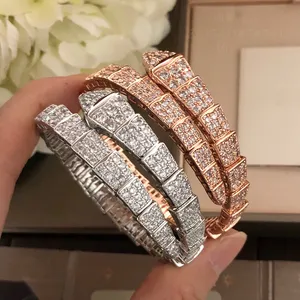 Elastic Snakelike Designer Single Bangle for Woman Diamond Gold Plated Highest Counter Quality Fashion Never Fade Exquisite Gift 006