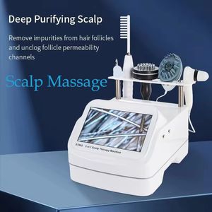 Máquina profissional de massagem para recrescimento de cabelo 5 em 1, com escova, pente, massageador, análise de detecção de folículo capilar
