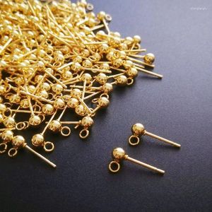 Dingle örhängen 50Pair guldpläterad rostfritt stål 3 4 5mm runda boll post studs länkar kontakter diy kvinnor gör