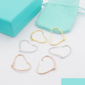 Hoop Huggie Luxury Designer Women Stud Rose Gold Heart Earrings Sier Golden Vintage Elegant Large Love Shaped Earring Jewelry Girl Dhxes