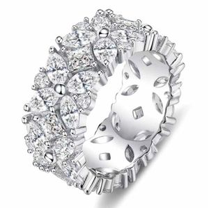 Choucong Marke Eheringe Luxusschmuck 925 Sterling Silber Marquise Cut 5A Kubikzircon CZ Diamant Edelsteine Ewigkeit Party Frauen Verlobungsband Ring Geschenk