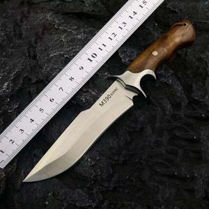 1 peça nova faca reta A2285 D2 lâmina de ponta reta de cetim jacarandá com cabo de cabeça de aço facas táticas de sobrevivência ao ar livre com bainha de couro
