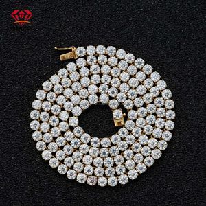 High Quality Hip Hop 3mm 4mm 5mm Vvs Mossanite Tennis Chain Iced Out Jewelry Moissanite Necklace