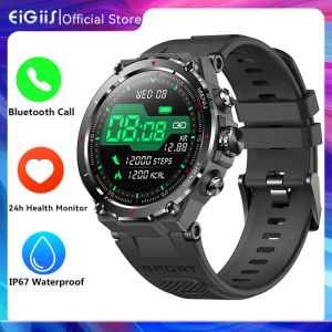 Watches Eigiis Smart Watch Men pedomometer Sports Fitness tracker Heart Rate Monitor Blood Oxygen Bluetooth Ring Smartwatch för män