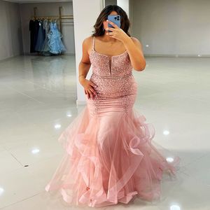 2024 Aso Ebi Pembe Deniz Kızı Balo Elbise Boncuk Sequins Akşam Resmi Partisi İkinci Resepsiyon 50. Doğum Günü Nişan Elbiseleri Elbise Robe De Soiree ZJ74