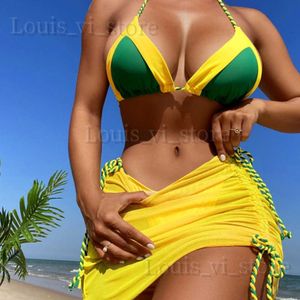 Women's Swimwear New sexy swimsuit three piece bikini split style womens swimsuit T240222