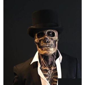 Party Masks Halloween Movable Jaw Fl Head Skl Mask Skeleton Costume Horror Evil Scary Holiday Masquerade6863047 Drop Delivery Home G Dhgfr