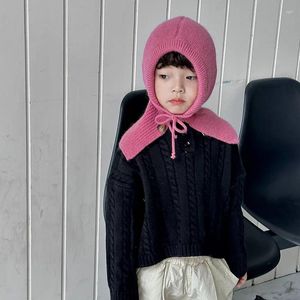 Berretti per bambini Cappello lavorato a maglia in un unico pezzo Coreano Tinta unita Versatile Candy Inverno Caldo Pullover in lana per bambini