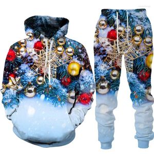 メンズトラックスーツ秋と冬のクリスマス女性のパーカーセットストリートレジャープルオーバースーツルーズジョギングスウェットシャツ3Dプリンティング汗
