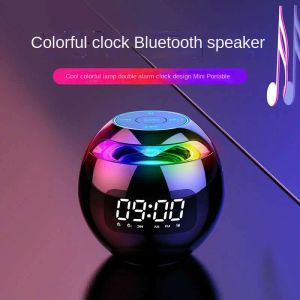 Alto-falantes relógio colorido bluetooth alto-falante tws caixa de som sem fio mini portátil desktop pc para iphone xiaomi
