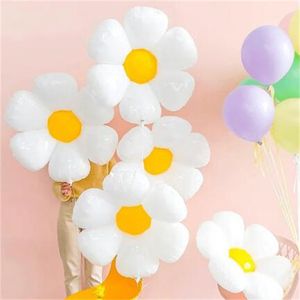 Balão de margarida branca crisântemo ins vento decoração de aniversário balão de flor de girassol