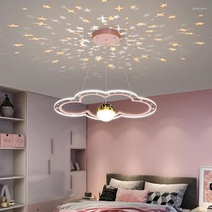 Lampadari Lampadario moderno a LED Lampada a sospensione per camera dei bambini nordici Design Art Flower Soffitto stellato adatto per l'illuminazione della camera da letto