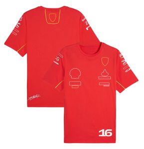 メンズポロスF1 2024チームTシャツ新しいフォーミュラ1レーシングメンズポロシャツTシャツモータースポーツNo.16およびNo.55ドライバーレッドTシャツファンシャツジャージーAUF22