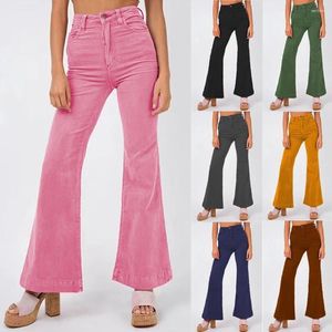 Women's Pants 2024 Arrival Stlyle Solid Color Casual Corduroy Flared Slim Evening Business Ladies Clothes Prom