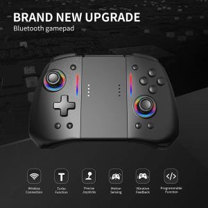 GamePads Switch OLED JOYPAD Controller NS اللاسلكي اللاسلكي مع الاستيقاظ مع مقبض لعبة الأضواء الملونة لملحقات Nintendo Switch