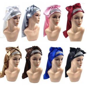 Beralar Kadın Katı Saten Gece Uyku Kapağı Uzun Saç Ekstra Bonnet Headwrap Türban Afrika Nijerya Parti Meapwear