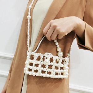 Evening Bags Acrylic Bead Bag Hand-woven Pearl White Fashion High-end Lady Handbag Mini Beaded Beads Messenger Mobile Phone