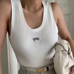 2024 women Embroidery Knits tank top Sleeveless T-Shirts Breathable Pullover Womens Sport Tops Summer Short Slim Cropped Top loewetops ladies new desingn singlet