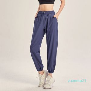 LL Pantaloni Pantaloni da Donna Pantaloni da Yoga Pantaloni Larghi del Nono Excerise Sport Palestra Corsa Casual Pantaloni Lunghi con Fascia alla Caviglia Elastico a Vita Alta con Coulisse