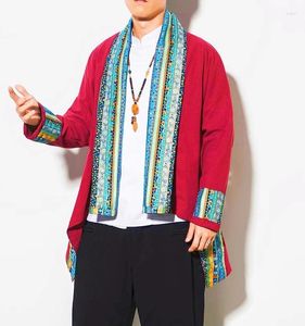 Etnik Giyim Tibet Kostümleri Erkekler Winding Moda Gençlik Robe Moda Ceket