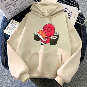 Felpe con cappuccio da donna The Awkward Yetii Donna Stile coreano Kawaii Pullover con cappuccio Vestiti Cartoni animati Felpe Sashimi Cibo stampato