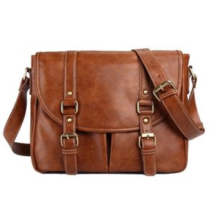 Kolejki retro mężczyźni Tote Solidna sztuczna skórzana teczka na ramię Messenger Crossbody Business Business For275i