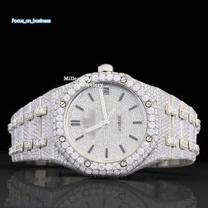 Orologio Moissanite di lusso con marchio Hip Hop, orologio ghiacciato per orologio da polso rapper unisex in acciaio inossidabile con diamanti