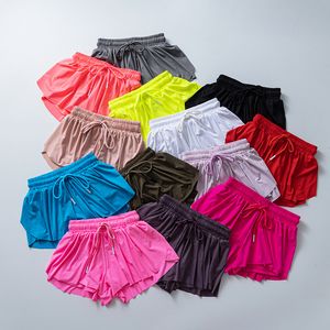 LU-1934 e roupas de ioga para mulheres adultas com exercícios Fiess lululy Camisas de ioga lululemomly Secagem rápida para corrida lululemenly Use calças curtas para meninas correndo elásticas