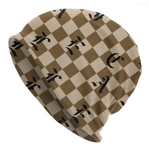 Berets Checkerboard Goth Bonnet Hat Knit Herbst Winter Skullies Beanies Herren Damen Erwachsene Frühling Warm Dual-Use Caps