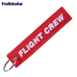 Keychains 1PC 2PCS 3PCS 3 Packs Sale Flight Crew Both Sides Embroidery Red Tag Personalized Label Keychain Motorcycle Key Accessories