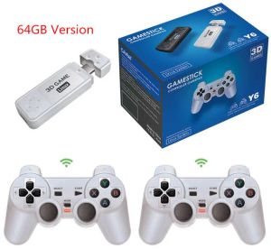 Consoles NEW Y6 2.4G Wireless Game Tv Stick Retro for PS1 Family Portable Video Game Console 4K HD Support Multiplayer 10000 Games