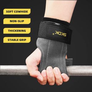 Lifting Gym Grips AntiSlip Palm Guards Cowhide Palm Protector Weightlifting Gymnastics Workout Gloves Grips Fitness Training Equipment