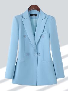 Blazers Blue Moreprot Coffee Black Women Formal Blazer Ladies Kobieta z długim rękawem podwójnie piersi płaszcz z kurtką